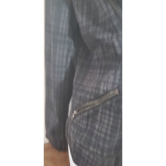 Liverpool Jeans Co Plaid Zip-Up Jacket With Asymmetrical Zipper For Women - Picture 5 of 12